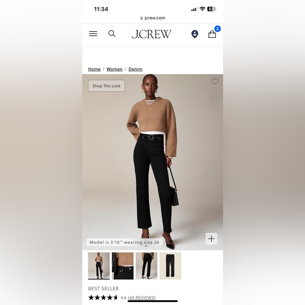 J Crew Black Straight Leg Jean